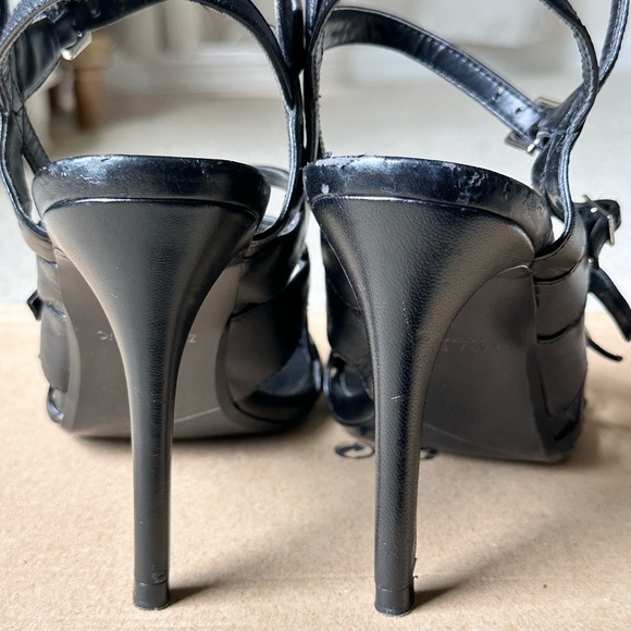Zara Black Leather Strappy High Heel Sandals sz 8 - Picture 11 of 16
